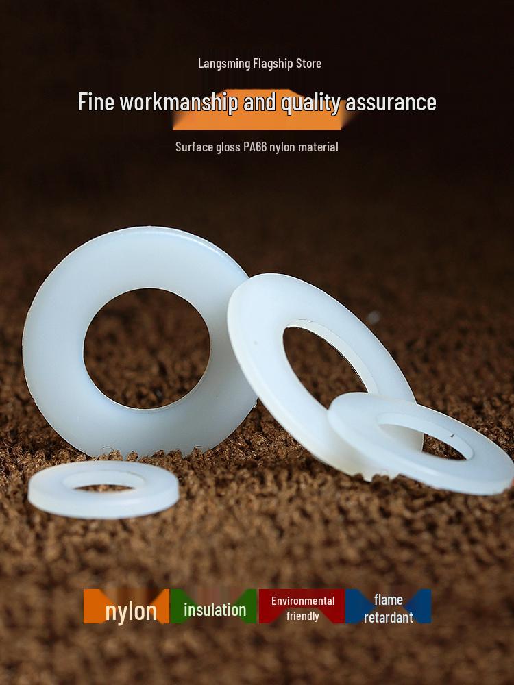 Durable Nylon Insulation Washers - Black & White, Round Flat Plastic (Sizes M3-M20)