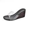 Fashion PVC Transparen Wedges Heel Women's Slipper Summer Open Toe High Heels Banquet Party Slide Shoes