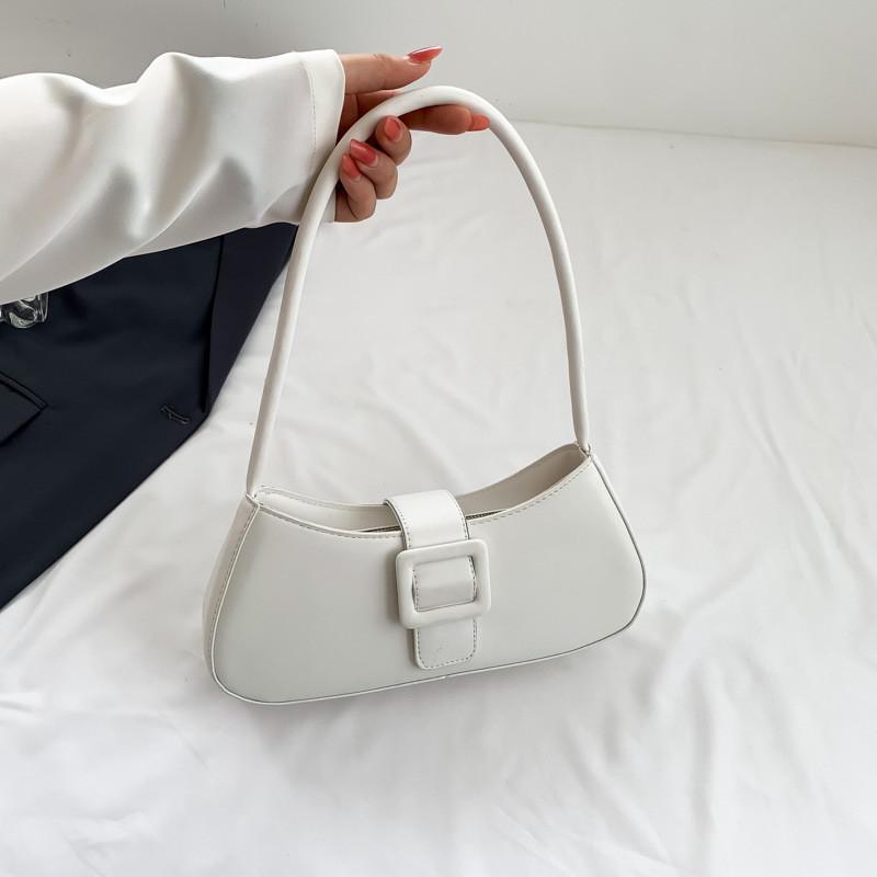 Stylish Minimalist Black And White Pu Baguette Handbag For Daily Use With Unique Features