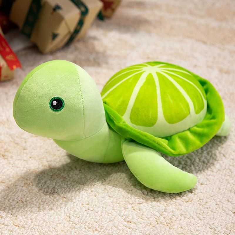 25/35CM Cartoon Simulation Anime Little Lemon Turtle Stuffed Animal Plush Doll Cute Turtle Soothing Kids Sleeping Toys Handmade