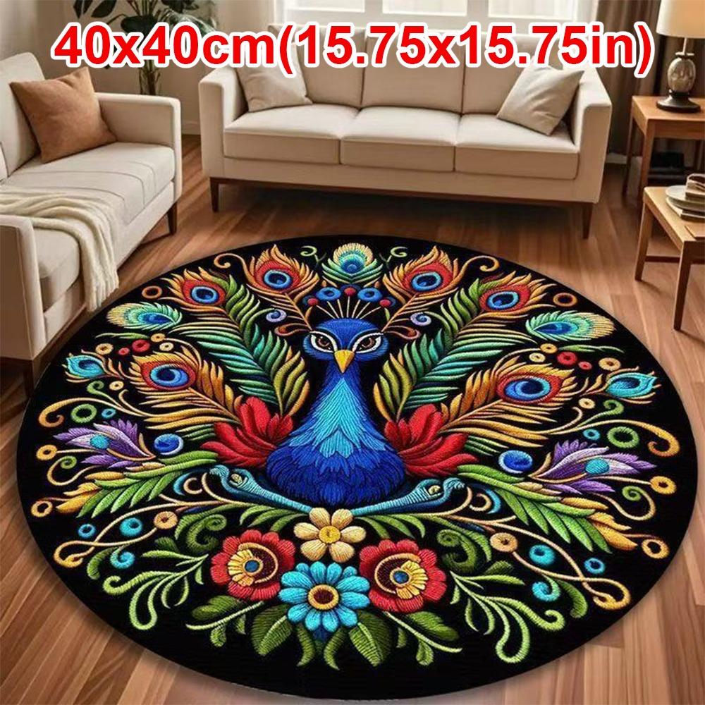 Special-shaped Peacock Carpet Non-slip Door Gasket Blanket  for Living Room Tea Table Bedside