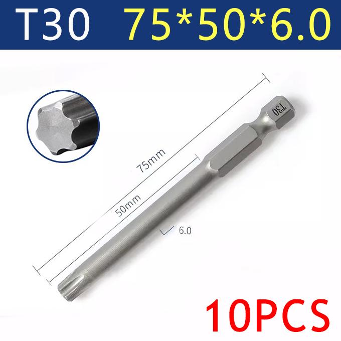 8/10 шт. Шестигранный хвостовик Torx для отвертки 75 мм Plum Магнитные биты Torx для отвертки T8 T10 T15 T20 T25 T27 T30 T40