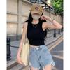 Spicy Girl Slim Fit Cropped Knit Tank Top - Summer 2025 Slimming Sleeveless Camisole for Women