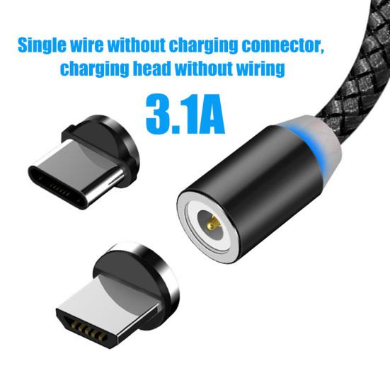 1/2m 3.1A Micro USB Type-C Magnetic Fast Charging Data Cable for Android iPhone