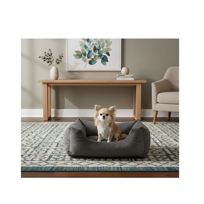 Coussin panier côtelé Rectangle Gris 65x50x20cm