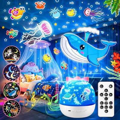 Music Box with 10 Sleep-Inducing Songs, Planetarium with 15 Projection Films for Home Use, Kids' and Babies' Music Box with White Noise, Remote-Contro