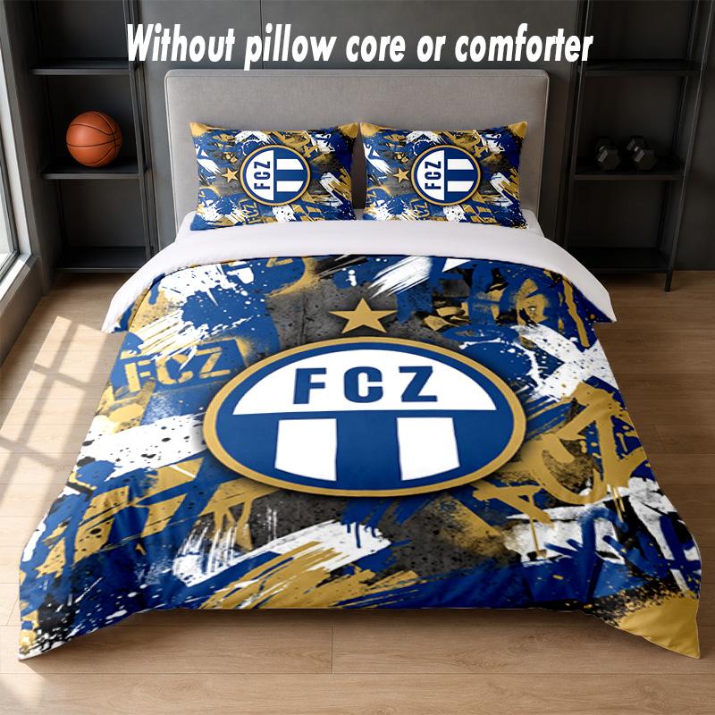 FC Zürich Diseño Juego de Cama Juego de Ropa de Cama 1 Funda Nórdica + 2 Fundas de Almohada Suave Transpirable Ropa de Cama para el Hogar