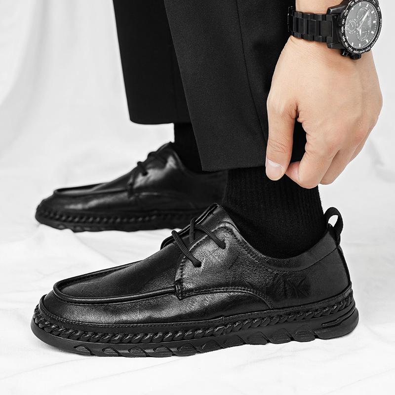 WAERTA 2024 New Men Quality Leather Shoes British Business Lace Up Fashion Black Soft Leather Man Split Leather Dress Shoes Men