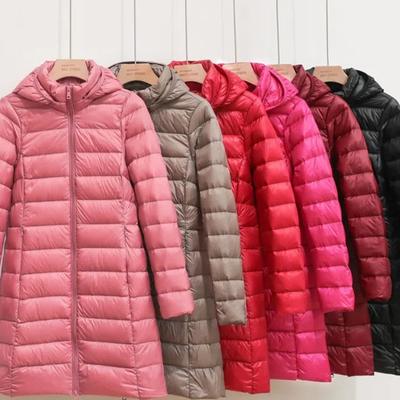 Fall and Winter New Light Down Jacket Women In Long White Duck Korean Version of the Lightweight Windbreaker Thin Jacket Removable Cap Warm Coat