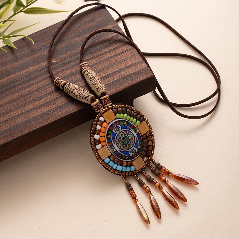 Bohemian Retro Ethnic Tassel Necklace - Unisex Long Pendant Chain Charm