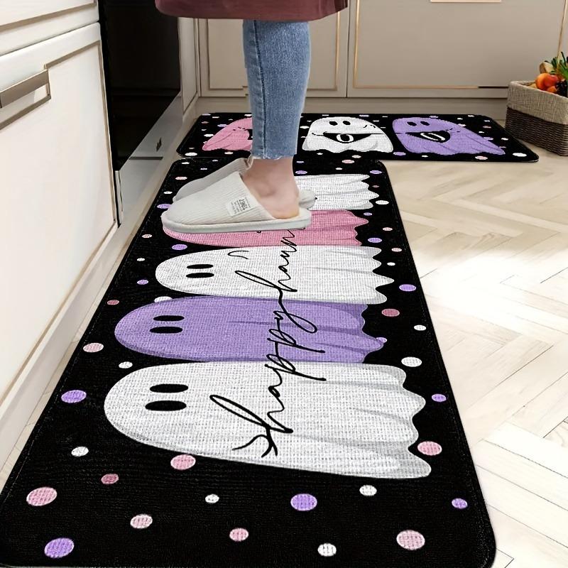 1PC Halloween skull Kitchen Rug Non-Slip Door Mat Pop design Bathroom Rug Bath Mat Carpet for Home Sink Laundry Decor