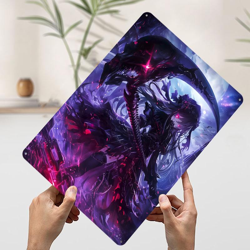 Демон Аниме Девушка Смерть Жестяная Пластина Постер Индивидуальное Настенное Искусство Винтажные Ретро Металлические Знаки для Мужской Комнаты Спальни Декор Комнаты 20x30cm（7.8x11.8inch）