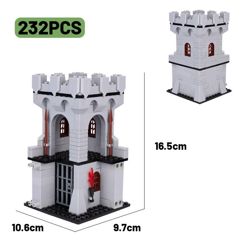 MOC Castelo Medieval Burg Conjunto de Blocos de Construção Furgão Prisional Fogueira Muralha Antiga Forno de Pão Estábulo Igreja Brinquedos de Blocos DIY Presente para Meninos