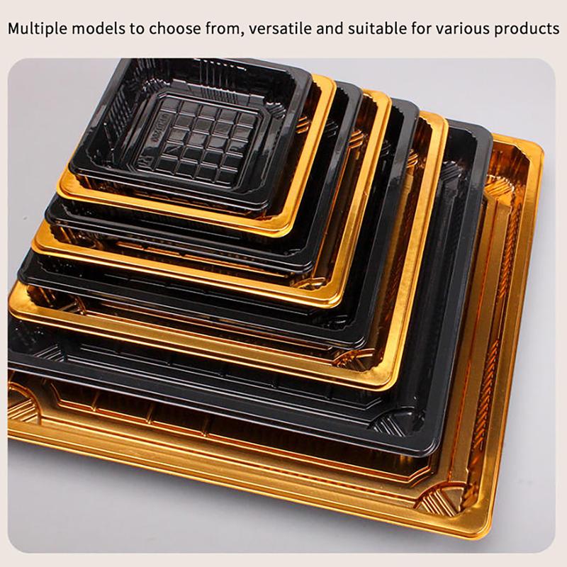 10 Pcs Disposable Sushi Box Home Takeaway Beef Lamb Sliced Salmon Covered Packaging Box Square Sushi Plate Meal Box Containers