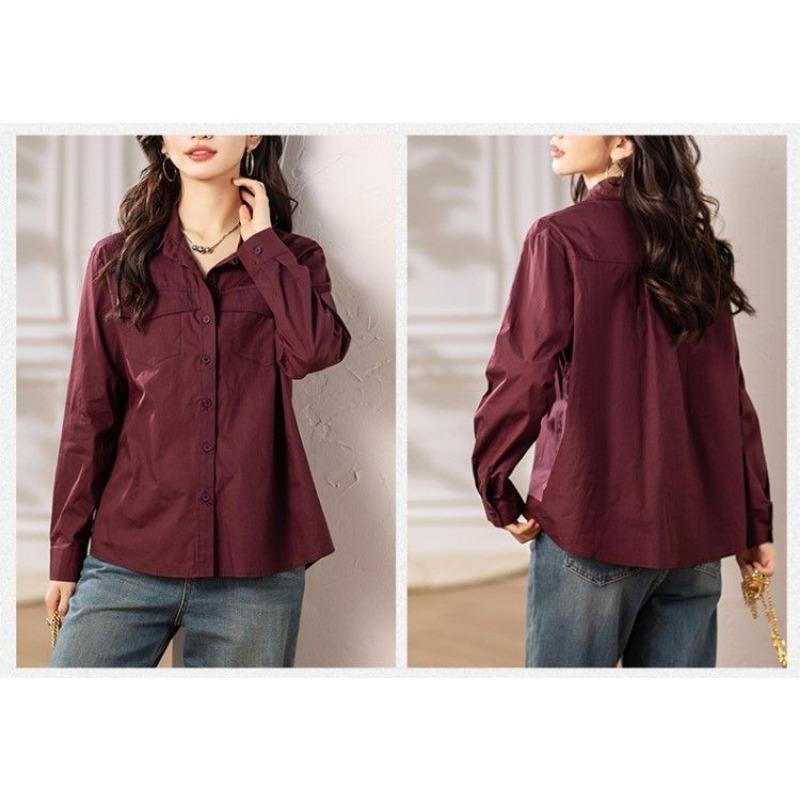 Cotton and Women's Outfits Are Fashionable This Year's Popular Tops Small Shirts Long-sleeved Shirts