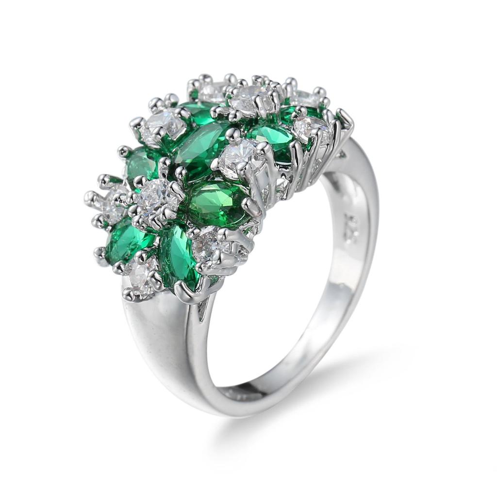 Dragon's Intention Luxurious Ruby Red Floral Zircon Ring: European & American Style