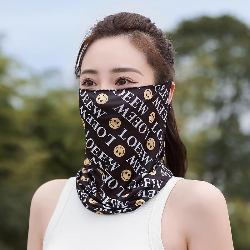 

Ice Silk UV Protection Face Mask for Men & Women, Full Face & Neck Coverage, Summer Cycling Ear-Hanging Design