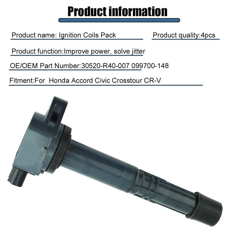 30520-R40-007 Ignition Coils For Honda Accord Civic Crosstour CR-V 2008-2015 Acura ILX 2013-2015 2.4L L4 30520R40007 099700-148