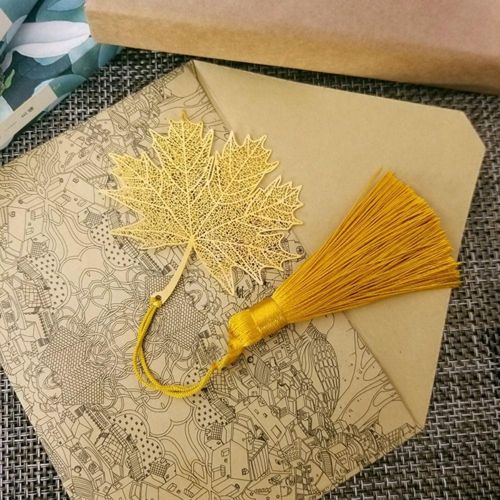 Tassels Metal Bookmark Lotus Flower Book Clip Hollowed Out Bookmark School Office Supplies