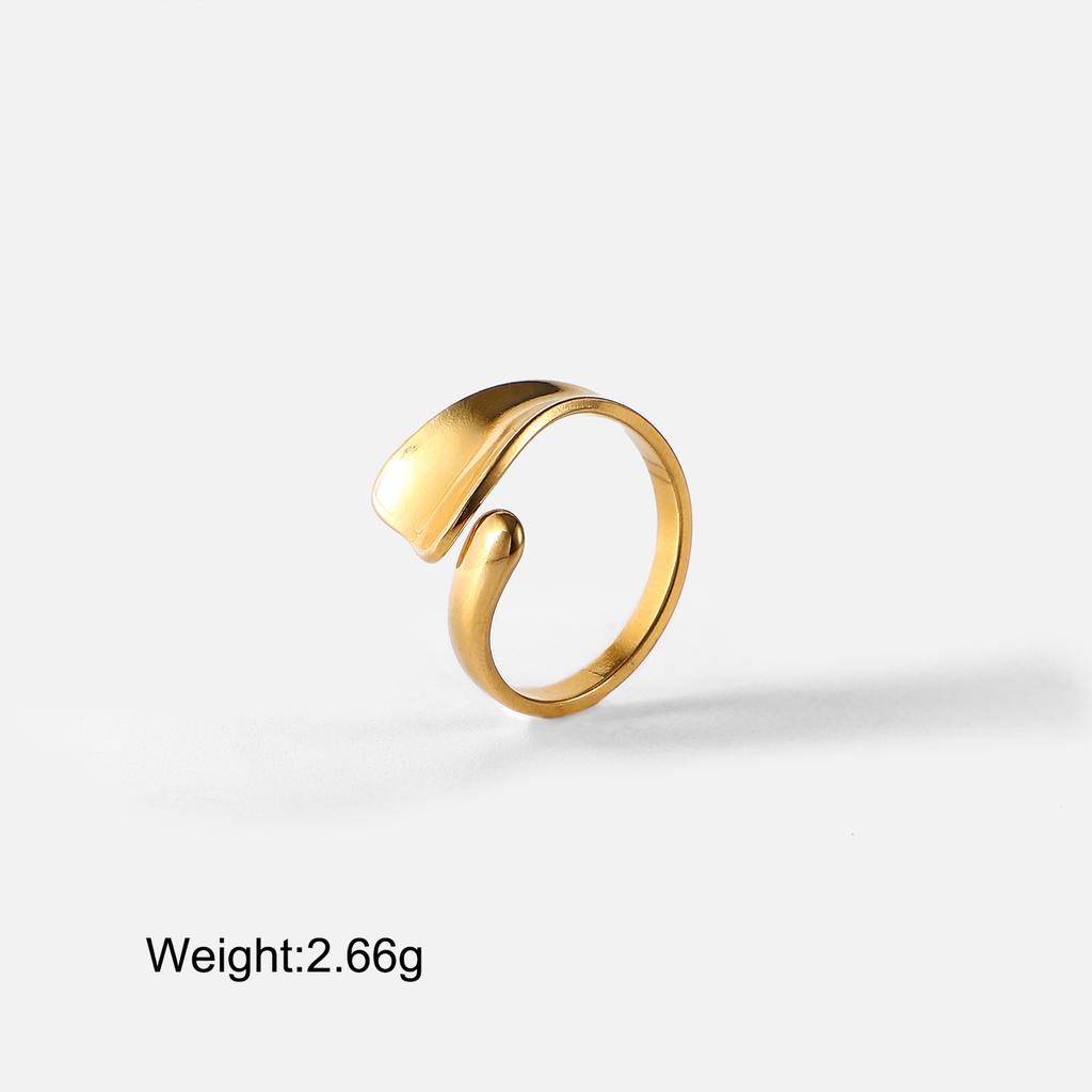 Yori Stainless Steel Geometric Unusual Opening Ring Waterproof Rust Proof High Quality Gold Plated Women Jewelry Gift New