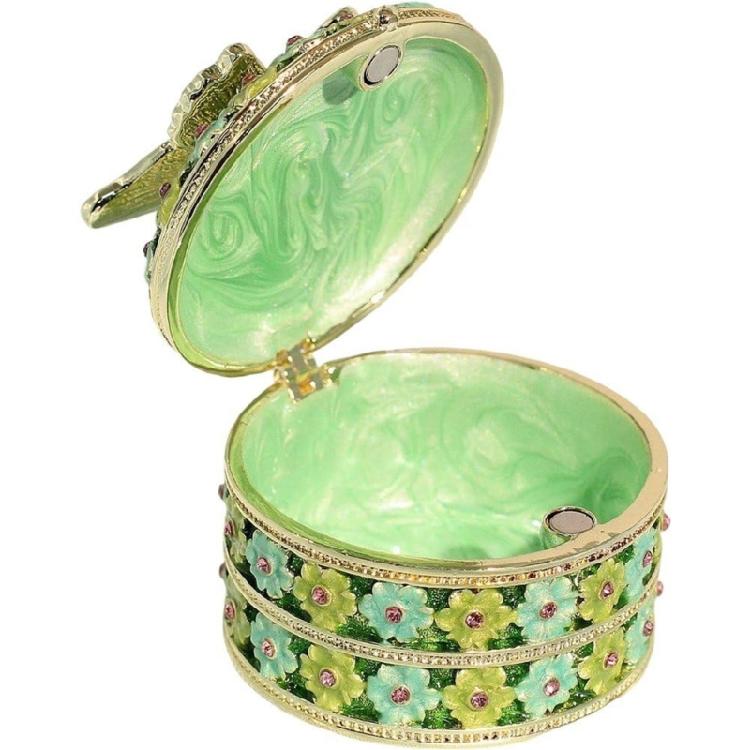 Handcrafted Enamel Butterfly Jewelry Case With Multi Functional Storage Space And Sturdy Metal Structure