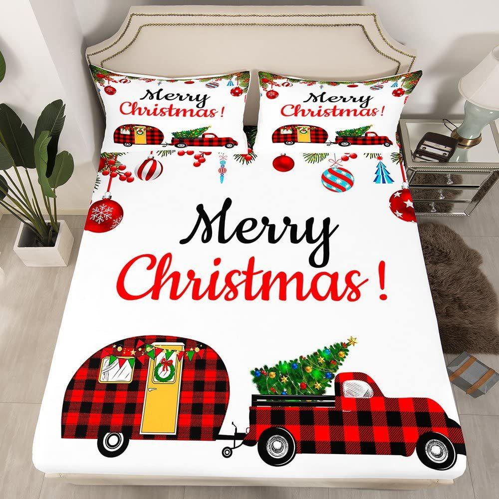 Christmas-Themed Pattern Mattress Three-Piece Digital Printing Mattress Bedding Set Adult Children