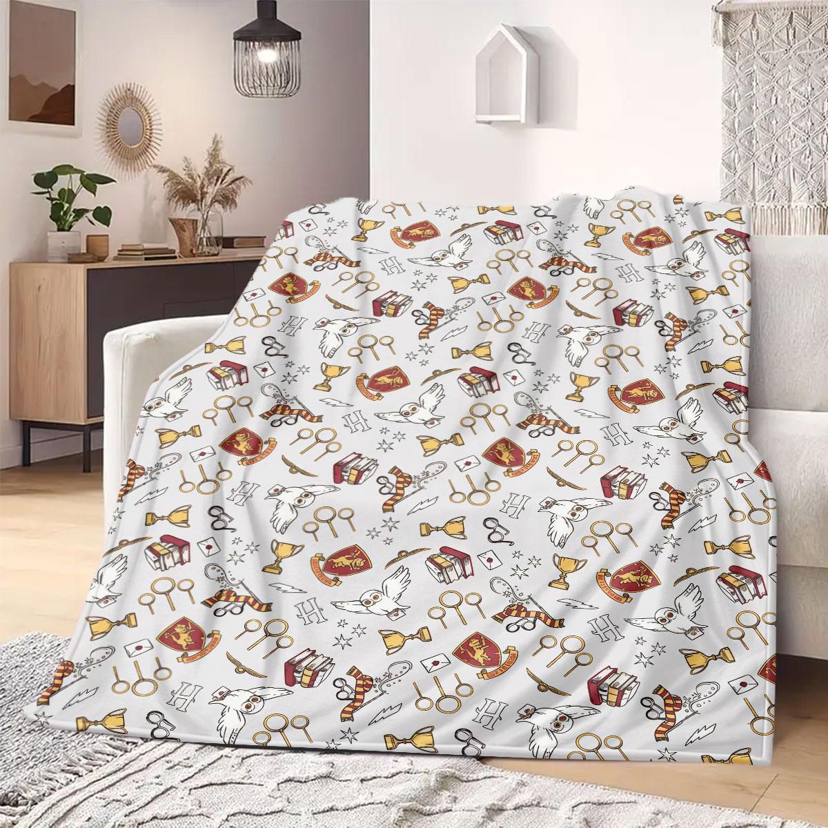 

HarryPotter Cartoon Print Flannel Blanket for Bedrooms Sofas Beds Chairs Picnics Travel Home Decor Design 75x90cm