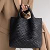 Women's Large Fashionable Woven Tote Bag - Versatile Double-Wrist Mother-Child Shopper