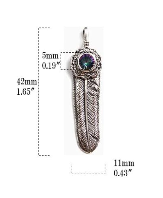 Feather Eagle Feather Zirconia Sterling Silver 925 Pendant for Women and Men - Native American Style