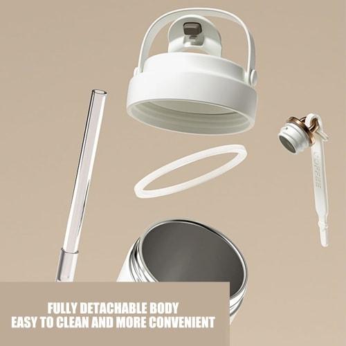 Yavoluy Ceramic Tumbler with Straw and Lid, Large Capacity 500ml/750ml, Vacuum Insulated, Keeps Drinks Hot or Cold, Stylish for Milk, Coffee, and Soy