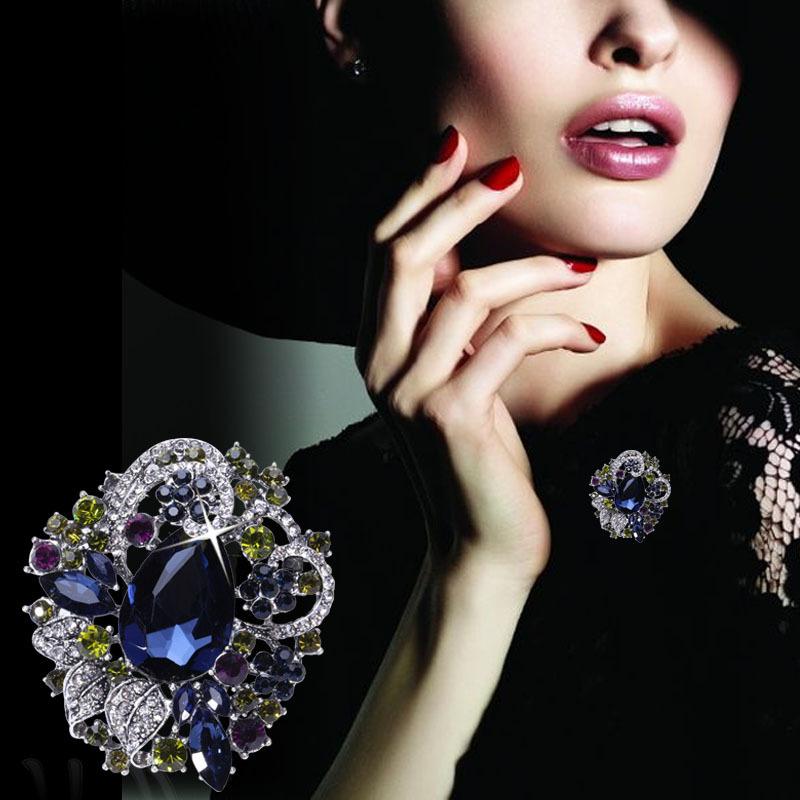 Bohemian Crystalline High End Classic Temperament All Match Large Glass Rhinestone Pin Brooch JewelryLuxury Jewelry