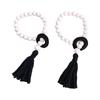 2Pcs Wood Beads Curtain Holdbacks with Tassels for Home and Office Decors Cotton Rope Window Drapery Tiebacks Ties