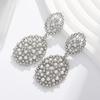 European and American Fashionable Double Oval Pearl Earrings New Exaggerated High-end Flower Pearl Earrings Female Jewelry