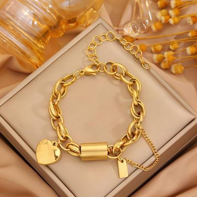 Elegantes Herz Titanstahl Partnerarmband - Unisex, Luxuriöses Design, Vielseitig und Stilvoll