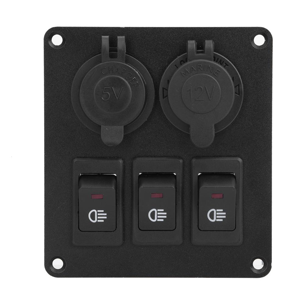 Car Marine 3+2combination LED Single Rocker Green Light Switch+Car Charger  Cigar Lighter Red