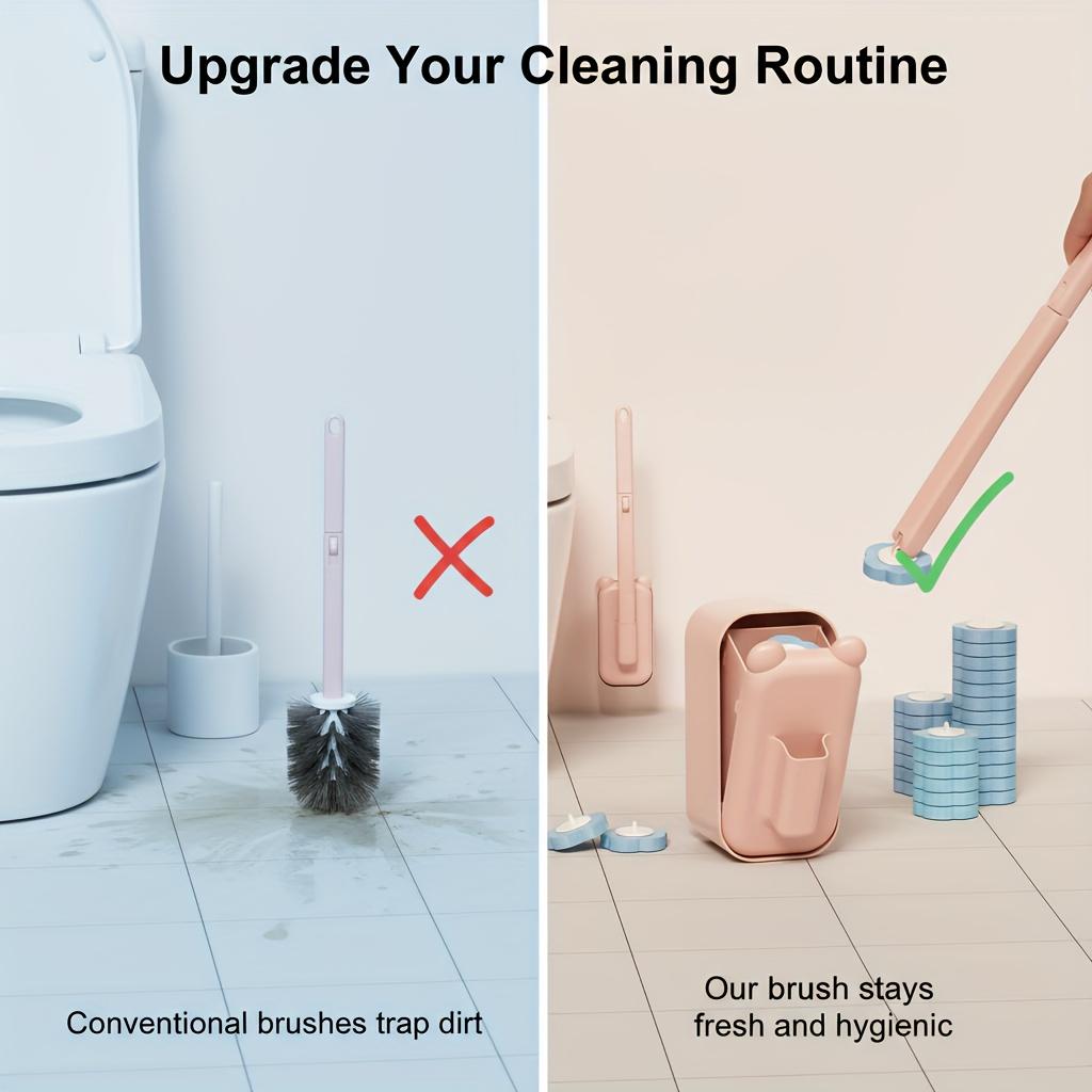 Disposable Toilet Brush Set Replaceable Refill Heads Wall Mounted Bowl Cleaner 360°No Dead Angle Cleaning Brush Bathroom Hygiene
