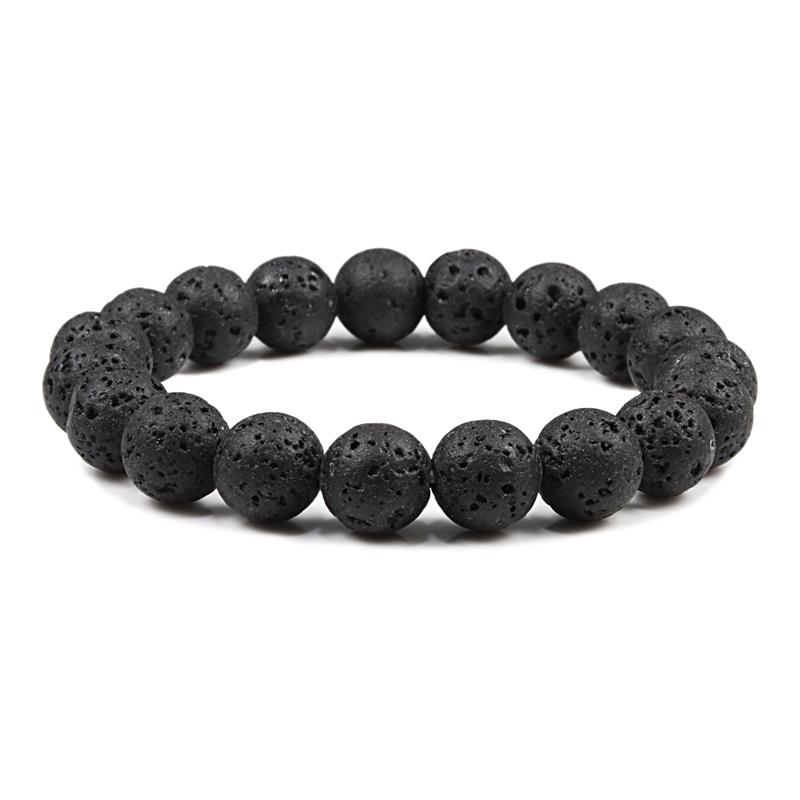 Charm Bracelet Natural Stone Beads 6/8/10mm Volcanic Lava Tiger Eye Beads Elastic Bracelets For Men Women Jewelry Pulsera Hombre