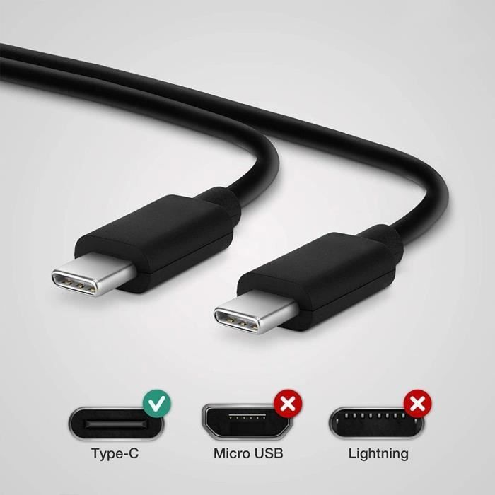 Câble USB-C - E.F.CONNECTION - 1 Mètre - Lot de 3 - Recharge rapide - Noir