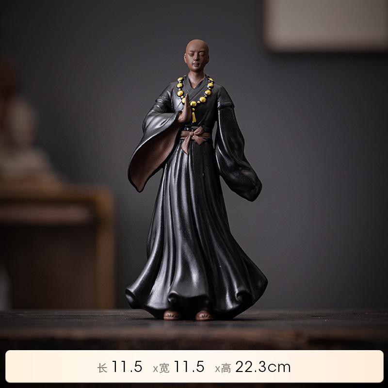 Китайский дзен-маленький монах фиолетовый песок поделки украшение чайная комната рамка украшение чайная церемония культурные аксессуары