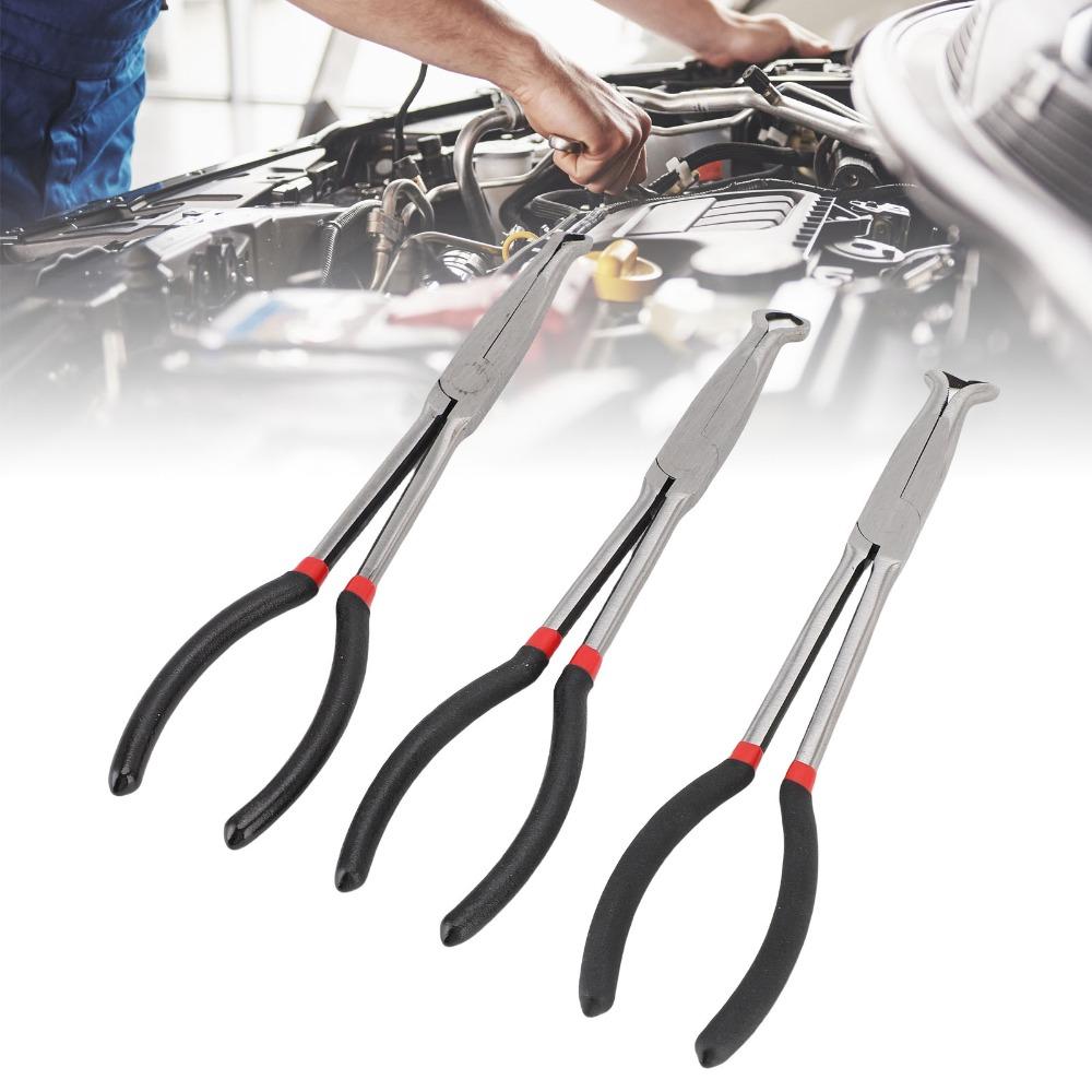 3PCS 11 Inch Long Nose Grip Pliers Round O Shape Jaw Ring Nose Pliers  Spark Plug Boot Removal