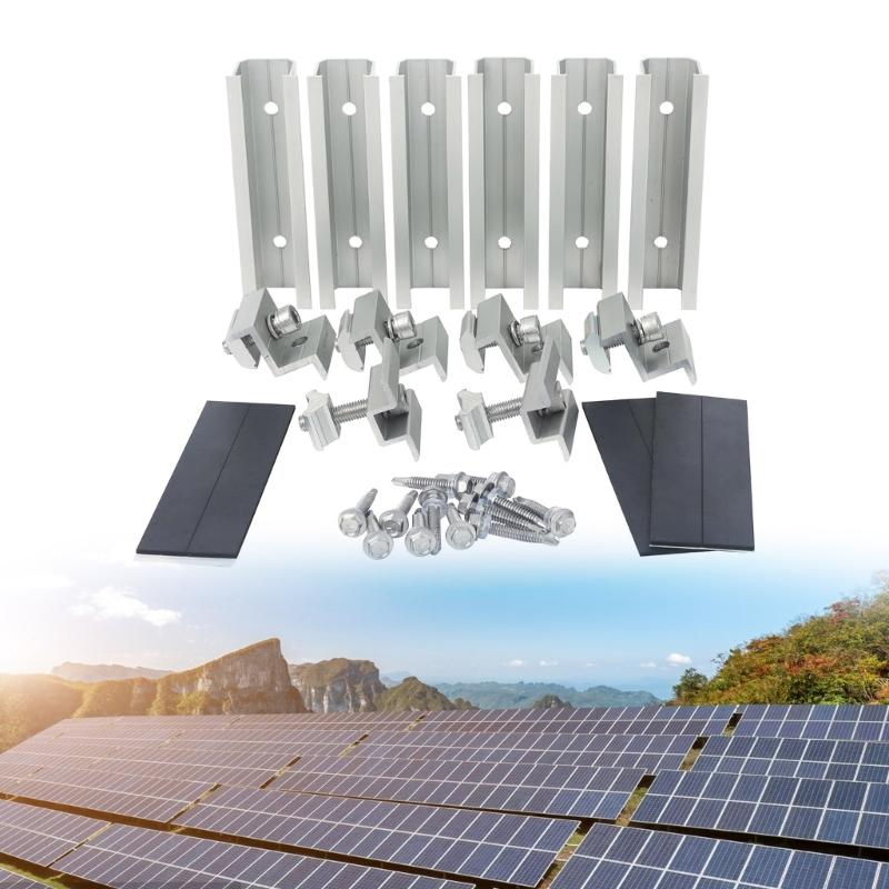 Aluminum Solar Panel End Clamps with Not Slip Grooves Roof Mount Solar Brackets for 30 to 35mm Frame Cabin Marine