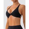 CHARMLEAKS Womens Seamless Sports Bra Twisted Chest Criss Cross Back Push Up Yoga Running Fitness Bra