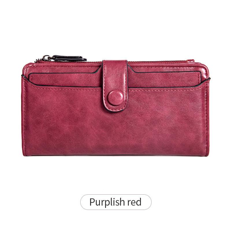 Guangzhou Oil Wax Mad Horse Leather Wallet Purse High Quality Leather Large Capacity Envelope Clutch Bag