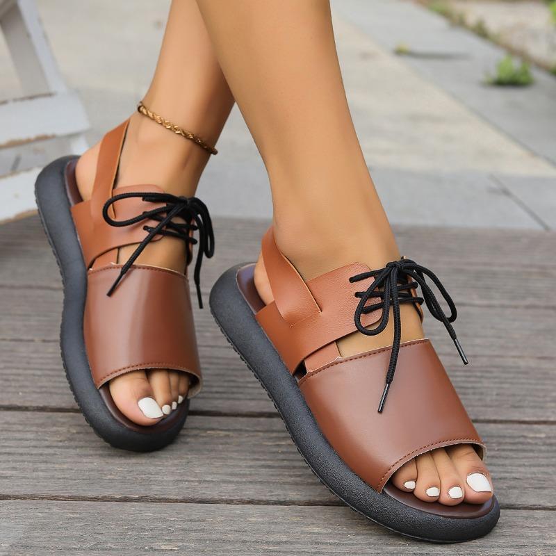 Spring and summer new large size flat sandals women's casual color matching beach sandals women