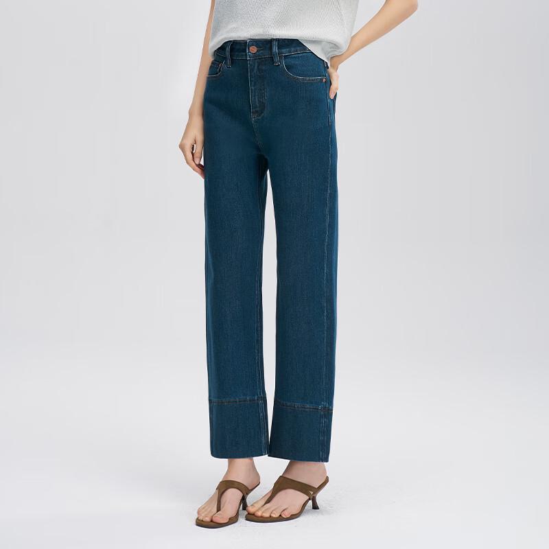 FengXun Women's Retro Slimming Straight Cropped Jeans