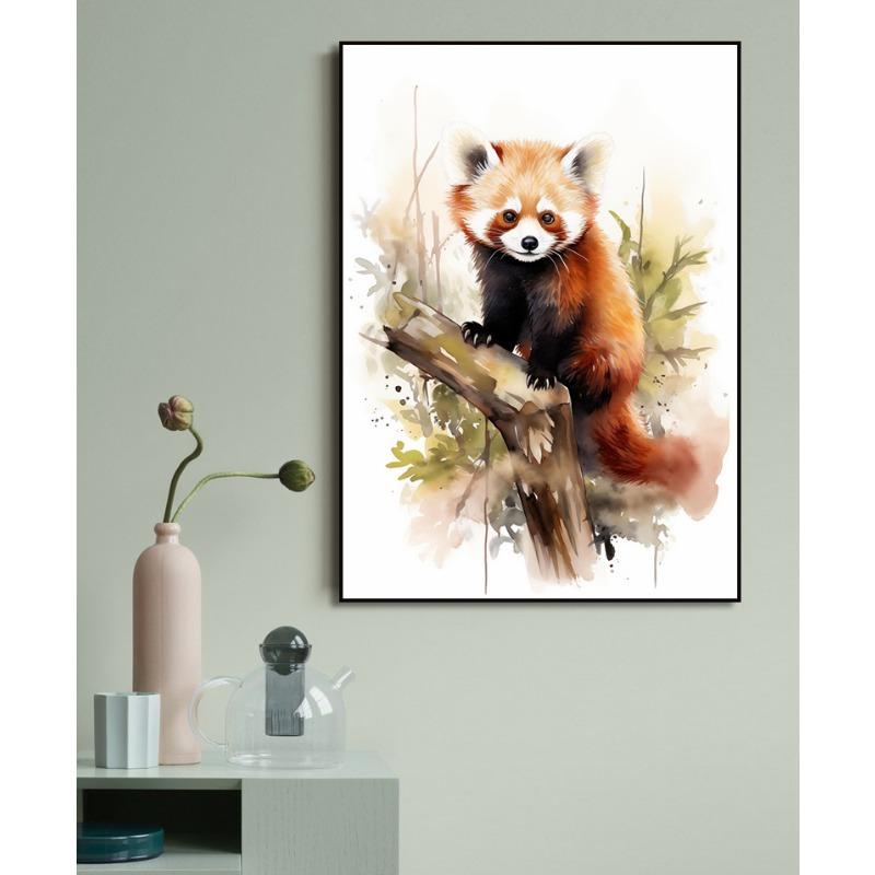 Red Panda Watercolor Arts Poster Print Canvas Art Pictures for Livng Room and Children Bedroom Home Decor Frameless Painting