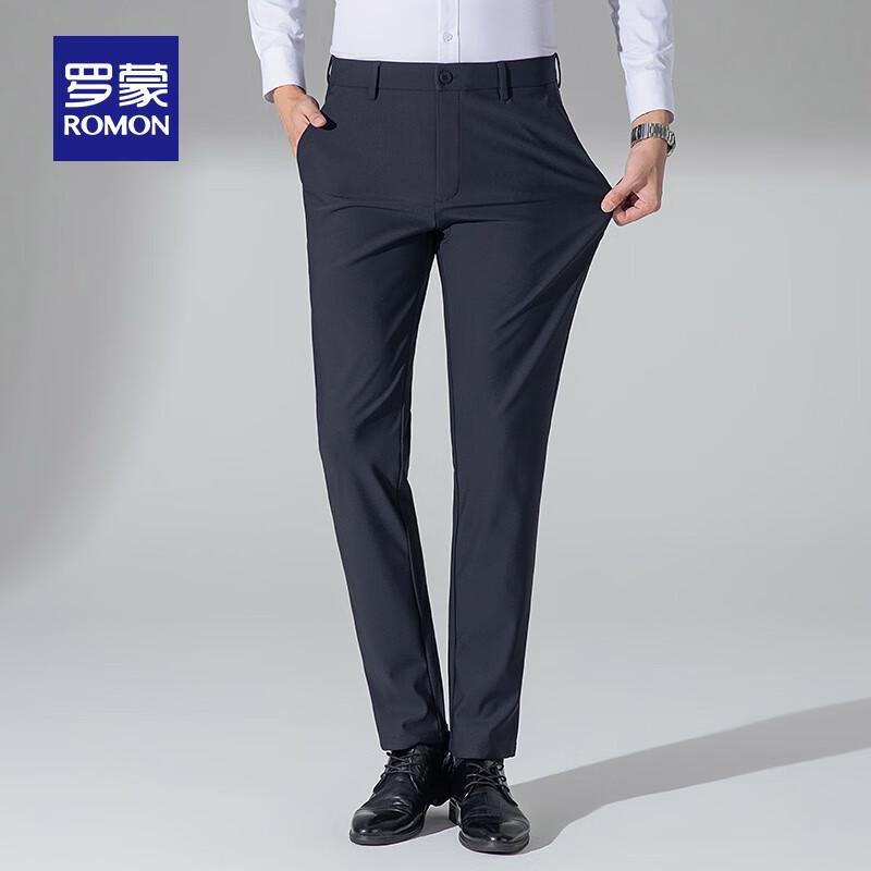 Luomeng Herren Four-Way-Stretch Fleece-gefütterte Straight-Leg Business Casual Hose