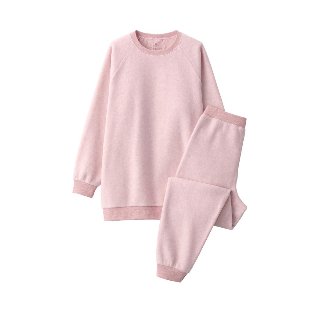 MUJI Women's Smooth Fleece Loungewear Set, Light Pink, Size Small, FD1J7A3A