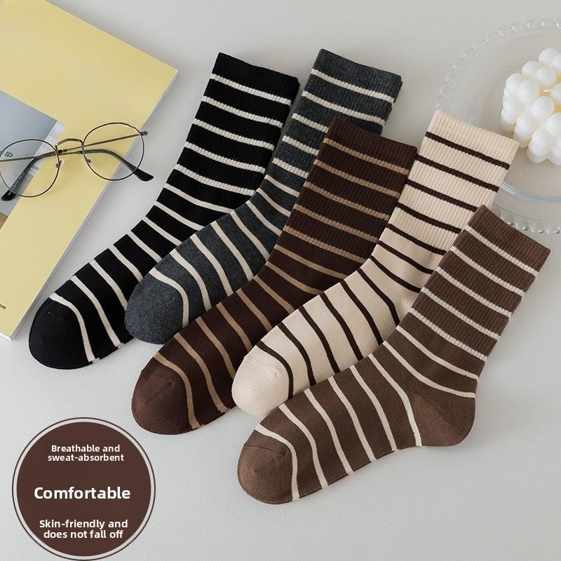 Damernas Vår- och Hösttrend Alla Sorters Randiga Tubsockor