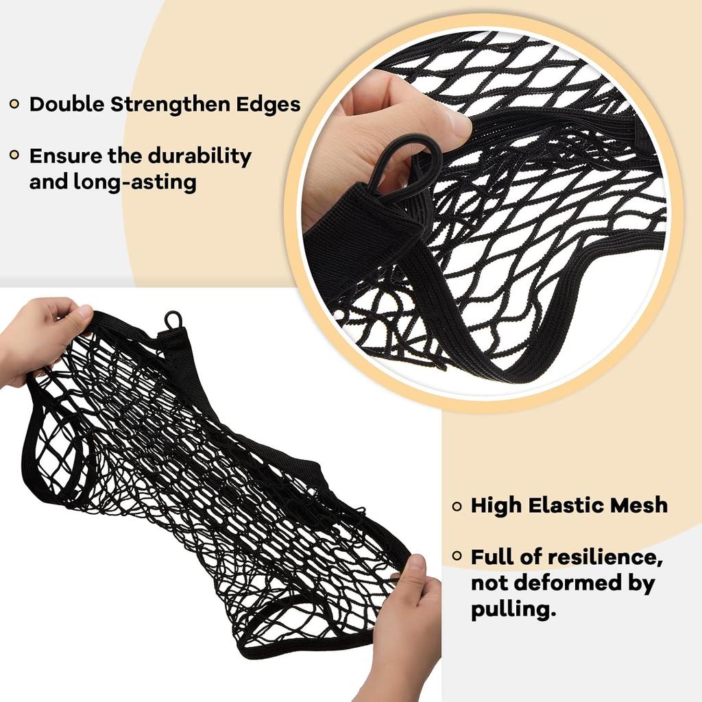 Frienda 2 Pieces Stretchable Small Cargo Net Pocket Storage Mesh Net Elastic Automotive Storage Pouch With 8 Pieces Mounting Screws And Hooks For